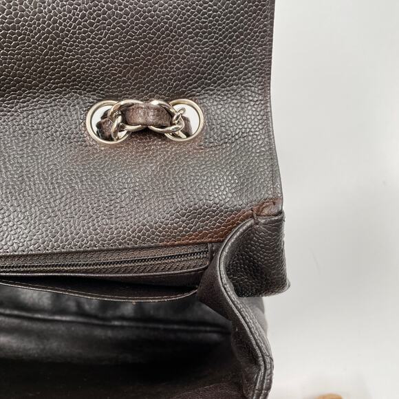 Chanel Jumbo Single Flap Caviar Bag Leather Brown Classic SHW Silver Hardware - Picture 6 of 16